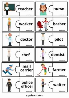 worksheet for teaching english with pictures and words to describe the jobs that people are in