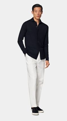 Navy Merino Long Sleeve Polo Cardigan in Pure Wool Navy Cotton Sweater For Work, Classic Navy Long Sleeve Sweater, Winter Business Button-up Cardigan, Navy Classic Long Sleeve Sweater, Casual Business Polo Sweater For Fall, Modern Long Sleeve Sweater For Work, Single-breasted Lapel Collar Cardigan For Business Casual, Business Casual Cotton Long Sleeve Cardigan, Business Casual Single-breasted Cardigan