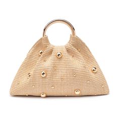 A perfect blend of chic style and natural vibes. Its open design, adorned with stud embellishments on woven straw, exudes an effortless charm. Carry it elegantly with the round top handle, and find convenience in the fabric-lined interior with a handy zip pocket. Item Type: Evening Bag Material: Straw Closure: Open Exterior Details: Woven Design, Stud Embellishments, Round Top Handle, Gold Hardware Interior Details: Fabric Lined, 1 Zip Pocket 14.77” L x 2.76” W x 6.89” H Zara Closet, Natural Vibes, Night Out Tops, Straw Clutch, Simply Fashion, Studded Bag, Embellished Bags, Travel Storage Bag, Exterior Details