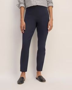 The Bi-Stretch Work Pant Navy – Everlane Pull-on 4-way Stretch Dress Pants For Work, Stretch Dress Pants For Work With Straight Hem, Stretch Mid-rise Elastane Pants, Stretch Pull-on Work Pants, Stretch Tapered Leg Pull-on Dress Pants, Fitted Mid-rise Pull-on Dress Pants, Stretch Tapered Leg Dress Pants With Pull-on Style, 4-way Stretch Pull-on Dress Pants For Workwear, Business Casual Pull-on Elastane Dress Pants