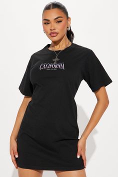 Available In Black/combo. Mini T-Shirt Dress Short Sleeves Crew Neckline California Graphic Lace Up Back Stretch Disclaimer: Due To The Printing Process A Difference In Saturation May Occur. Each Garment Is Unique. 100% Cotton Imported | California Mini T-Shirt Dress in Black size XS by Fashion Nova Black Relaxed Fit T-shirt Dress With Crew Neck, Graphic Print Short Sleeve T-shirt Dress, Graphic Tee T-shirt Dress With Crew Neck, Black Crew Neck T-shirt Dress For Spring, Summer Streetwear T-shirt Dress With Crew Neck, Black Graphic Print T-shirt Dress With Crew Neck, Graphic Print T-shirt Dress For Streetwear, Summer Streetwear Crew Neck T-shirt Dress, Graphic Print T-shirt Dress With Crew Neck