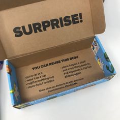 an open surprise box sitting on top of a table