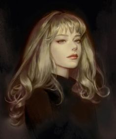 a digital painting of a woman with blonde hair