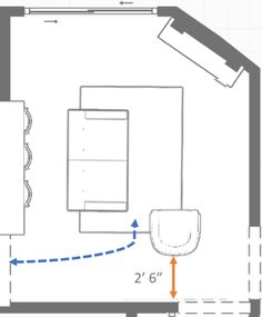 the floor plan for a living room and kitchen