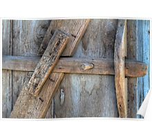 an old wooden door with nails on it