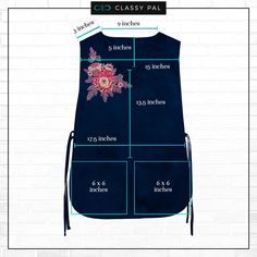 an apron is shown with measurements for it