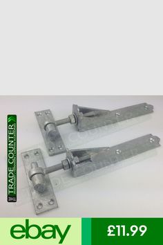 two steel door hinges with the words ebay on it and an image of