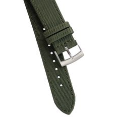 Crafted from durable sailcloth canvas with a leather underside, it is the ideal choice for outdoor enthusiasts or anyone looking for a strap that can withstand the rigors of daily wear. The leather ensures optimal comfort with its smooth texture and soft feel against the skin. Installation is easy thanks to the built-in quick release spring bars. While it may be stiff initially, it should break-in for a snug fit after just a few wears. Color: Green with color matched stitchingMaterial: Sailcloth Leather Watch Bands For Outdoor, Casual Leather Watch Accessories For Outdoor, Adjustable Leather Watch Bands For Outdoor, Modern Leather Watch Bands For Outdoor, Casual Leather Watch Accessories For Everyday Use, Classic Outdoor Watch Accessories With Leather Strap, Classic Outdoor Watch With Leather Strap, Classic Outdoor Watch Bands With Leather Strap, Classic Leather Strap Watch Band For Outdoor