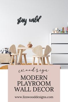 Stay Wild Playroom Wall Decor - Wooden Sign Kids Bedroom Boys, Toddler Room Decor, Playroom Wall Decor