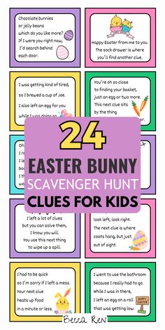 These FREE Easter Bunny scavenger hunt clues are such a fun way for kids to find their Easter eggs and basket on Easter morning! Easter Morning, Cute Easter Bunny