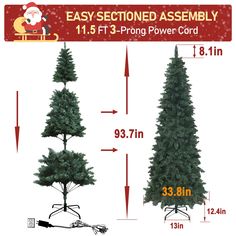 christmas trees are shown with measurements for each tree and the height is 3 feet tall