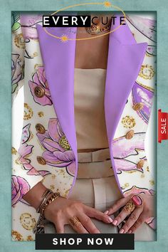 Light Purple Casual Print Patchwork Cardigan Turn-back Collar Outerwear Patchwork Cardigan, Wholesale Fashion, Light Purple, Buy Now, Shop Now, Turn Ons, Collar, Purple, Patchwork