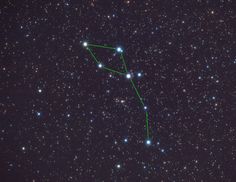 an image of the sky with stars and a green arrow pointing up at it's center