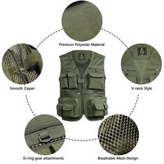 Fishing Vest Breathable Fishing Travel Mesh Vest with Zipper Pockets Summer Work Vest for Outdoor Activities Suitable for activities, such as fishing, photography, hiking, , etc. Made of polyester fabric, wear-resistant and scratch-resistant. Mesh fabric keeps you and cool, great sweat absorbency and breathability. Multiple pockets with zipper, convenient to store your fishing tackles in order. Specifications: Package Weight: 300 g / 10.6 Package Size: 37 * 33 cm / 14.5 * 13 in Size: XL / 2XL/ 3 Fishing Pole Storage, Multi Pocket Vest, Fishing Rod Case, Fishing Rod Bag, Photography Hiking, Vest Zipper, Work Vest, Mesh Clothing, Mesh Vest