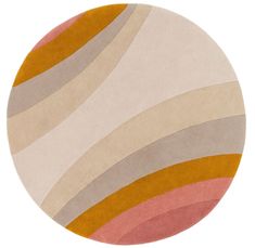 a round rug with different colored stripes on it