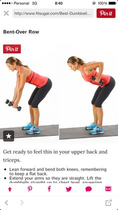 the woman is doing exercises with dumbbells