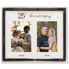 an anniversary photo frame with two photos