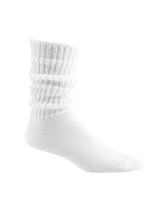 This Crew sock is a sharp looking sock with a laid-back attitude. Acrylic and Stretch Nylon make up this slouchy defining style.Details: Slouchable push-down length Tuck-stitch, true ribbed leg Versatile enough for casual or sport Nylon reinforced for long lasting durability Made in USA Midweight Wigwam style# f1071 White Tall Socks, Casual Fitted Socks With Ribbed Cuffs, Solid Color Fitted Casual Socks, Casual Solid Ribbed Knee-high Socks, White Long Socks, Long White Socks, Tall Socks, Crew Sock, White Socks