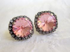 Pink+Swarovski+crystal+stud+earrings+Oxidized+by+EldorTinaJewelry,+$38.00 Dazzling Pink Round Earrings, Pink Rhinestone Earrings In Cubic Zirconia, Glamorous Pink Bridal Earrings For Wedding, Glamorous Pink Bridal Earrings, Pink Sparkling Cubic Zirconia Earrings, Sparkling Pink Cubic Zirconia Earrings, Pink Round Crystal Earrings For Formal Occasions, Pink Sparkling Crystal Earrings For Gift, Pink Sparkling Crystal Earrings Gift