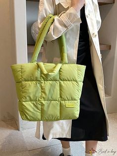 Bird in Bag - Portable Oxford Fabric Zip-Closure Fashionable Tote Bag for Womens Daily Use Green Travel Bags For Winter, Casual Green Bags For Winter, Casual Green Winter Bags, Green Large Capacity Bags For Winter, Green Winter Shoulder Bag, Green Everyday Bag For Winter, Green Winter Bags, Winter Green Shoulder Bag, Green Rectangular Shoulder Bag For Winter