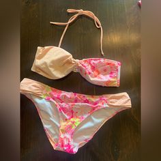 Strapless Or Straps (Never Used) Bikini From Victoria’s Secret Pink. Size Medium. Neon Orange And Pink Design. Pink Bandeau Stretch Tankini, Pink Bandeau Tankini With Stretch, Pink Stretch Bandeau Tankini, Pink Strapless Swimwear For Poolside, Pink Strapless Swimwear For Vacation, Pink Bandeau Summer Swimwear, Pink Bandeau Beachwear Swimwear, Pink Bandeau Tankini For Swimming, Pink Bandeau Tankini For Poolside