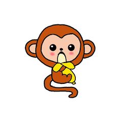 a cartoon monkey eating a banana