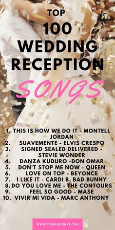 the top 100 wedding reception songs for newly wedded couples to sing and dance together