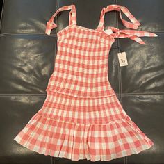 Nwt Sincerely Jules Gingham Smocked Ruffle Dress! Size Small. Comes With Matching Scrunchie! Summer Plaid Smocked Dress With Ruffles, Cute Fitted Smocked Dress With Ruffle Hem, Cute Gingham Smocked Dress With Ruffles, Spring Sleeveless Smocked Gingham Dress, Sleeveless Gingham Smocked Dress For Spring, Cotton Gingham Smocked Dress With Ruffles, Cotton Smocked Dress With Ruffles In Gingham, Spring Plaid Cotton Smocked Dress, Casual Plaid Smocked Dress With Smocked Back