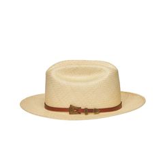 Expertly crafted from genuine Panama straw, the JAYLEE hat boasts a natural color and a 2.75 inch brim. The included brown buckle adds a touch of sophistication to this timeless accessory. Stay cool and chic in the heat with the JAYLEE hat. Brown Straw Fedora Hat, Brown Fedora Straw Hat, Brown Straw Fedora, Classic Brown Straw Sun Hat, Classic Adjustable Sun Hat With Single Vent, Adjustable Classic Sun Hat With Single Vent, Brown Straw Panama Hat With Curved Brim, Brown Straw Hat With Short Brim, Short Brim Brown Straw Hat