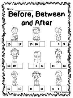 the before, between and after worksheet for students to practice their number recognition skills