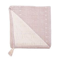 a pink and white blanket with a triangle on it