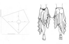 the diagram shows how to make an origami dress with ruffled hems