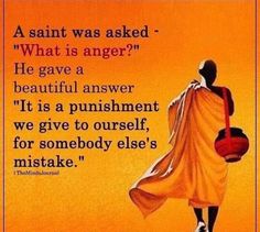 an image of a man with a cape on his head and the words, what is anger? he gave a beautiful answer it is a punismment we give to ourselves for somebody else for somebody else's miste