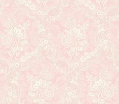 a pink wallpaper with white flowers and leaves on the top, in an ornate pattern