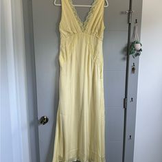 Brand New Yellow Slip Dress With Lace - They Wouldn’t Let Me Return! Yellow Spring Dresses For Loungewear, Yellow Loungewear Dresses For Spring, Yellow Summer Sleep Dress, Yellow Sleeveless Lounge Dress, Yellow Sleeveless Loungewear Dress, Yellow Sleeveless Dress For Loungewear, Casual Sleeveless Midi Dress By Amazon, Spring Beach Maxi Dress From Amazon, Amazon Sleeveless Sundress