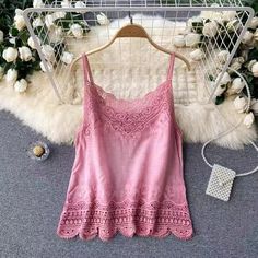 Vintage, Bohemian, heavy embroidery, lace, square collar, versatile halter top, sweet topMaterial:blendedStyle:vintageColor:black,white,pink,green,apricot,brownFeatures:embroidered,bohemianSize:(cm):one size 1inch=2.54cm,1cm=0.39inchlength:60,bust:94,waist:100&ltp&gtNote:Due to different measurement methods,there will be 1-3 error(unite:cm), please understand.</p>&ltbr/>&ltp&gtPlease check the size carefully when you choose items,thank you.</p>&ltbr/> Casual Pink Square Neck Tank Top, Feminine Lace Patchwork Tank Top For Spring, Feminine Pink Lace Top Camisole, Fitted Pink Camisole With Lace Top, Pink Fitted Lace Top Camisole, Fitted Lace Top Pink Camisole, Fitted Pink Top With Delicate Lace, Fitted Pink Delicate Lace Top, Fitted Crochet Lace Top With Spaghetti Straps