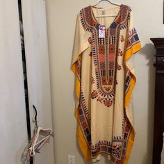 Nwt No Damage Size One Size Apricot Short Sleeve Dress For Vacation, Casual Apricot Maxi Dress For Vacation, Spring Orange Tunic Maxi Dress, Orange Tunic Maxi Dress For Spring, Summer Bohemian Maxi Dress In Apricot, Summer Bohemian Apricot Maxi Dress, Bohemian Apricot Maxi Dress For Summer, Orange Free Size V-neck Dress, Free Size Orange V-neck Dress