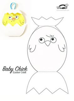 a paper cut out of an egg with a bird on it's head and the words baby chick easter craft