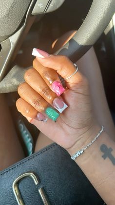 Nails Sets, Birthday Nail, Relationship Pics, Acrylic Nail Set, Duck Nails, Cute Piercings, Fasion Outfits, French Tip Acrylic Nails, Dope Nail Designs