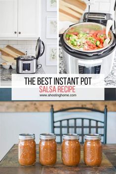 the best instant pot salsa recipe is in this collage and it's so easy to make