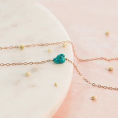 Raw Turquoise Necklace Turquoise Choker Dainty Turquoise | Etsy Rose Gold Anklet, December Birthstone Necklace, Dainty Choker Necklace, Raw Turquoise, Turquoise Choker, Turquoise Rose, Present Christmas, Dainty Choker, Layering Necklaces