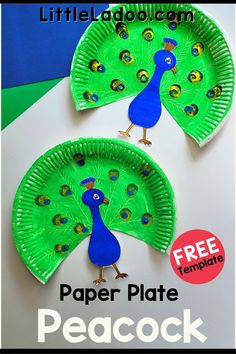 paper plate peacock craft for kids with free printable template and instructions on how to make it