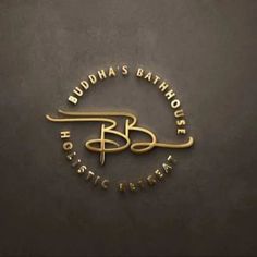 the logo for buddha's bathhouse is shown in gold on a black background