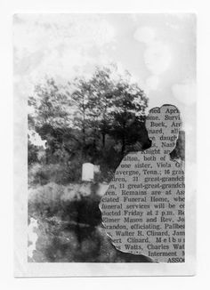 an altered photograph of a person with trees in the background