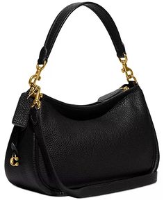 COACH - Soft Pebble Leather Cary Crossbody Color Interior, Crossbody Bag Black, Gold Bag