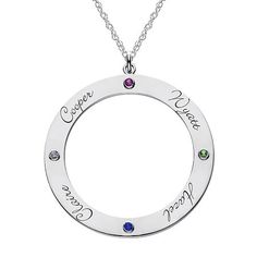 Keep your loved ones close when you wear this personalized necklace featuring their names and birthstones. In 14K yellow gold over sterling silver, this is a chic and timeless piece you'll always treasure.Stones: Assorted birthstonesClosure: Spring-ringPersonalize: Up to 4 names with up to 7 characters eachChoose up to 4 birthstones. Use letter key below to represent each month.A=JanuaryB=FebruaryC=MarchD= AprilE=MayF=JuneG=JulyH=AugustI=SeptemberJ=OctoberK=NovemberL=DecemberFeatures: Family Jew Personalized Sterling Silver Nameplate Birthstone Necklace, Personalized Birthstone Round Pendant Jewelry, Customizable Round Birthstone Necklace For Mother's Day, Mother's Day White Gold Jewelry With Names, Personalized White Gold Pendant Birthstone Necklace, Round Birthstone Necklace For Keepsake, Round Birthstone Necklace Keepsake, Silver Customized Birthstone Necklace For Anniversary, Personalized White Gold Birthstone Necklace For Mother's Day