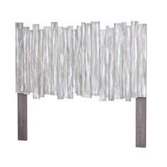 an abstract piece of art made out of wood and metal strips, on a white background