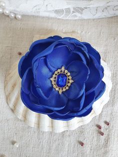 Blue Corsage, Royal Blue Flowers, Dance Accessories, Flower Hair Clip, Mother Of Bride, Floral Accessories, Flower Accessories, Fabric Flower, Silk Flower