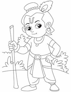 Krishna Coloring Pages, Sketch Ganesha, Drawing Krishna, God Drawings, Challenge Instagram, Baby Sketch, Easy Cartoon, Ganesha Drawing, Krishna Drawing