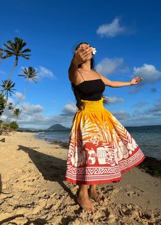 This Pa'u skirt is artfully handcrafted in Hawaii. These pa'u skirts--hula skirts--are performance grade and made for grace and flow as well as comfort. Made in Hawaii Length: 31 inches or 78.75 cm Adjustable Waist Size: Up to 60 inches or 152.4 cm 4 elastic bands Single layered for great flow More Made in Hawaii items: https://www.etsy.com/shop/NinthIsle?ref=search_shop_redirect Hawaii Skirts, Traditional Flowy Maxi Skirt For Beach, Traditional Tiered Skirt For Beach, Traditional Beach Skirt With Lining, Traditional Lined Skirt For Beach, Hula Dress, Hawaii Pattern, Hawaiian Wear, Hawaiian Skirt